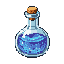This pixel art showcases a magical bottle filled with shimmering blue liquid, reminiscent of a potent potion. The detailed rendering of the glass and sparkling contents creates a captivating and valuable-feeling icon.
