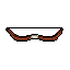 A pixel art image features a symmetrical, longhorn-like bow rendered in earthy browns and beige, evoking a sense of grounded power. The minimalist design and isolated presentation create a stark, iconic image.