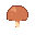 A charming pixel art mushroom, rendered in warm earthy tones, stands alone against a stark black background. The stylized cap and stout stem evoke a sense of retro gaming nostalgia, making it a simple yet appealing icon.
