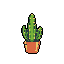 A charming pixel-art cactus sprouts from a terracotta pot, its vibrant green body punctuated by pale yellow spines. The minimalist design evokes a sense of quiet contemplation.