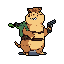 A confident, pixelated gopher-like character, armed and grinning, sports a jaunty cap and military-style gear. This stout adventurer, reminiscent of classic video game sprites, is ready for anything with a weapon in paw and a mischievous glint in its eye.