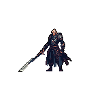 A heavily armored warrior, face scarred and spear in hand, stands ready for battle. The dark, ornate armor and muted color palette create a grim and ominous atmosphere.