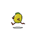 A quirky, pixelated pineapple person sprints across the screen, clutching a mysterious red object. This anthropomorphic fruit bursts with energy, its vibrant colors popping against a stark black backdrop.