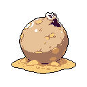 A stony egg hatches to reveal a curious white bug-like creature, its wide eyes peering out at the world. This pixel art scene evokes a sense of quiet anticipation and new life.