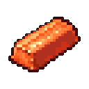 This pixel art depicts a vibrant, metallic ingot, rendered in warm oranges and reds, floating in a black void. The simple, yet impactful design evokes a sense of value and solidity, reminiscent of a video game resource icon.