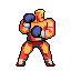 This pixel art depicts a blonde-haired boxer in a fighting stance, ready for action. The warm color palette and retro style evoke a sense of classic fighting game nostalgia.