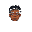 This pixel art portrait captures the weary expression of a young man with half-closed eyes and a muted brown color palette, conveying a sense of fatigue or sadness. The detailed rendering of his face emphasizes the emotion despite the simplified pixelated style.