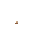 A solitary tree stump, rendered in simple pixel art with muted browns, stands alone against a stark black backdrop. The minimalist image evokes a sense of stillness and isolation.