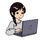 A pixel art image captures a young woman intently focused on her laptop, her slightly melancholic expression hinting at a thoughtful or introspective moment. The muted colors and black background emphasize her solitary concentration on the screen.