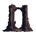 A solitary, ruined stone archway stands as a portal to the unknown. Its weathered form and somber colors evoke a sense of lost grandeur and ancient mystery.
