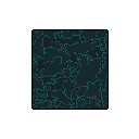 A fractured network of light teal lines creates a captivating, abstract pattern against a muted, deep sea-green canvas. The minimalist pixel art evokes a sense of quiet mystery, resembling a geological structure or digital noise.