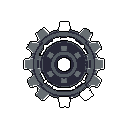 A meticulously crafted pixel art gear, rendered in cool greys, showcases its intricate inner workings and precise design. This stationary, isometric cog evokes a sense of industrial functionality and retro-futuristic appeal.