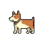 This pixel art image showcases a charming, short-haired dog, possibly a Jack Russell Terrier, standing alertly in profile. The simple design and muted palette evoke a nostalgic, retro feel.