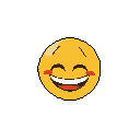 This pixel art showcases the iconic "face with tears of joy" emoji, its bright yellow visage radiating laughter against a stark black backdrop. The simple yet effective design captures the pure joy and amusement of the universally recognized symbol.