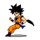 This pixel art captures Gohan as the Great Saiyaman, sans helmet, in a dynamic fighting stance. The vibrant, retro-style design evokes classic fighting games and the character's readiness for action.