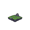 A solitary, pixelated island floats serenely in the void, its rocky base and verdant patches creating a muted, earthy landscape. This isometric scene captures a moment of quiet isolation, suspended against a stark black backdrop.