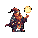 A confident gnome wizard stands ready, casting a glowing spell with his outstretched hand. Clad in classic fantasy garb, he exudes quiet power and a nostalgic charm.