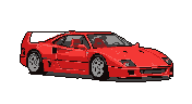 This pixel art image showcases a vibrant red Ferrari F40 in a striking, minimalist style. The iconic sports car pops against a stark black background, highlighting its sleek design and classic cool. It's a nostalgic tribute to automotive excellence.