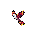 A fiery phoenix soars in this vibrant pixel art, its wings outstretched in a display of power and grace. The stylized bird, rendered in shades of red, orange, and yellow, evokes a sense of magic and fantasy.