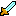 A stylized pixel art short sword, rendered in warm orange-brown and cool blue, floats against a stark black backdrop. The simple yet striking design highlights the weapon's form with contrasting colors and a segmented blade.