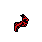 A stark pixel art image captures a visceral moment with a cluster of red pixels suggesting a fresh blood splatter against a void-like black backdrop. The minimalist design evokes a somber and unsettling mood, hinting at violence or injury.