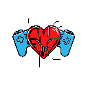 A fractured, pixelated heart, symbolizing a passion for gaming, is flanked by vibrant video game controllers, representing the connection between love and the digital world.
