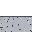 This pixel art image features a minimalist, textured ground plane rendered in gray tones, receding into a stark, black horizon. The geometric tile pattern creates a sense of depth and emptiness.