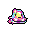 A colorful, pixelated blob character rests against a stark black backdrop. The multi-hued creature, rendered in a retro gaming style, appears to be sleeping or relaxing with a simple, closed-eye expression.