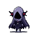 A cloaked, hooded figure with glowing red eyes emerges from the darkness, projecting an aura of mystery and potential menace. The shadowy face and claw-like hands add to the enigmatic presence of this solitary character.