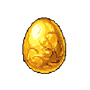 A large, golden egg dominates the frame, its surface intricately patterned with crack-like veins suggesting hidden depth and mystery. The luminous egg, set against a stark black background, evokes a sense of potential and enigmatic power.