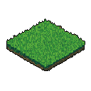 This pixel art showcases an isometric grassy tile, a modular game asset rendered with charming detail in earthy greens and browns. Its classic design evokes nostalgia and the potential for building vast, customizable landscapes.