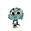 This pixel art captures a shocked blue cat character with wide eyes and an open mouth, conveying a sense of comedic surprise. The minimalist style and limited color palette enhance the retro, expressive vibe of this quirky portrait.