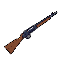 A pixel art bolt-action rifle, rendered in muted tones, is displayed diagonally against a stark black background. Its wooden stock and dark metal components evoke a sense of utilitarian history. The isolated presentation gives it an iconic feel.