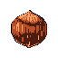This pixel art depicts a solitary, stylized chestnut rendered in earthy browns. The simple, centered composition focuses all attention on the nut's textured details.