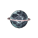 A solitary, rocky planet with cyan highlights floats in the void, encircled by a delicate, glowing pink ring, evoking a sense of serene cosmic beauty.