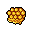 This pixel art showcases a golden, honeycomb-like sphere comprised of hexagonal segments. The warm color palette and detailed shading create a surprising sense of depth.