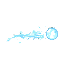 A magical ice orb streaks across the void, its light blue and white hues conveying a sense of cold energy and powerful motion. Jagged lines trail behind, suggesting the spell's dispersion.