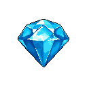 This pixel art showcases a radiant, multi-faceted diamond rendered in cool blues and whites, capturing the gem's brilliance with sharp highlights. The isometric view and classic cut evoke a sense of preciousness and timeless beauty.