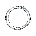 A swirling, incomplete ring of light emanates from the darkness in this minimalist pixel art piece. The abstract form, composed of light pixels, suggests a fleeting energy or digital anomaly emerging from a stark black void.