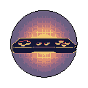 This pixel art showcases a stylized, dark blue retro game controller with classic D-pad and button layout. The design evokes a nostalgic feel, reminiscent of simpler gaming days.