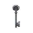 A mysterious, ornate skeletal key rendered in striking grayscale pixel art stands alone against a black void, hinting at hidden potential and significance. Its intricate design and isolation evoke a sense of intrigue and purpose.