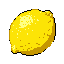 A vibrant, pixelated lemon takes center stage against a stark black background. This simple, retro-style artwork celebrates the fruit's bright color and clean form.