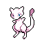 This pixel art showcases a cute and playful Mew, posed with curiosity and energy. The simple color palette and black backdrop highlight the iconic Pokémon's design, evoking a nostalgic feel.