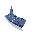 A stylized pixel art warship, rendered in cool blues and greys, floats silently against a stark black backdrop. The simple design and muted palette create a somber and isolated feeling.