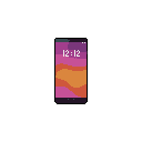 A pixelated smartphone displays a vibrant abstract wallpaper and the time "12:12" on its screen. The device is rendered in a simple, blocky style, creating a modern yet tranquil digital still life.