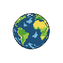 A vibrant, pixelated Earth floats serenely in the void, its recognizable continents rendered in distinct detail. This digital globe evokes a sense of wonder and the isolated beauty of our planet in space.