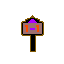 This pixel art image features a brown signpost with orange "1-1" lettering, reminiscent of classic video game level markers. A purple triangle sits atop the sign, adding a touch of retro flair.