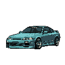 This pixel art showcases a stylish, light blue Nissan Silvia S14 in a cool, nostalgic style. The meticulous detail and muted color palette capture the essence of this sporty vehicle.