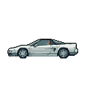 This pixel art showcases a sleek, white Acura NSX in profile, rendered with retro charm. The minimalist design and muted colors highlight the iconic sports car's form.