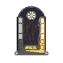 A mysterious, arched doorway beckons with a beam of light, revealing a dimly lit library filled with books. The scene evokes a sense of quiet anticipation and hidden knowledge waiting to be discovered.